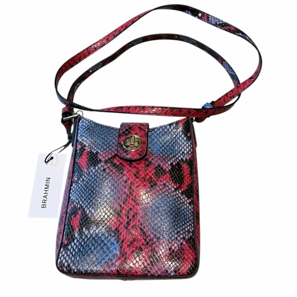 💙🌼NWT Brahmin Red and Black Snakeskin Crossbody Bag